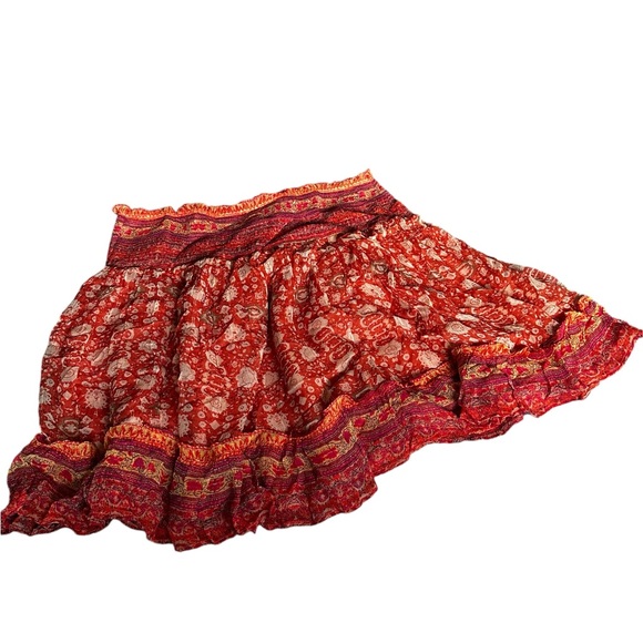 Anthropologie smocked waist floral mini skirt- women’s size XL. Ruffle hem - Picture 2 of 10